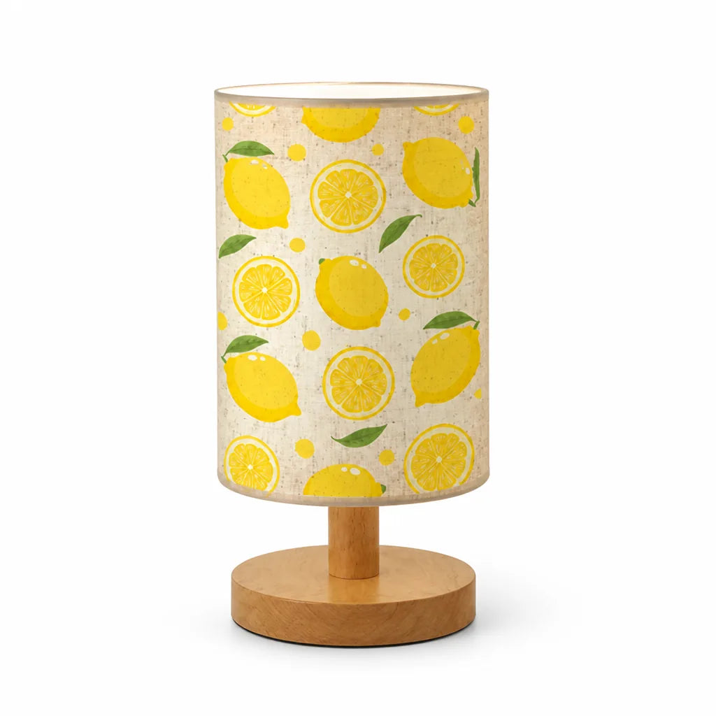 Table Lamp Lemon Print Shade 9.5 x 4 Inch