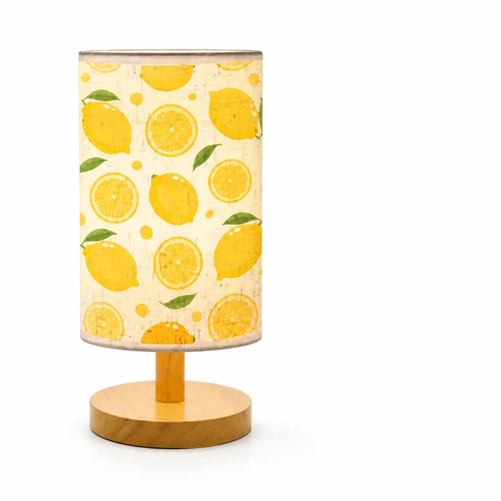Table Lamp Lemon Print Shade 9.5 x 4 Inch