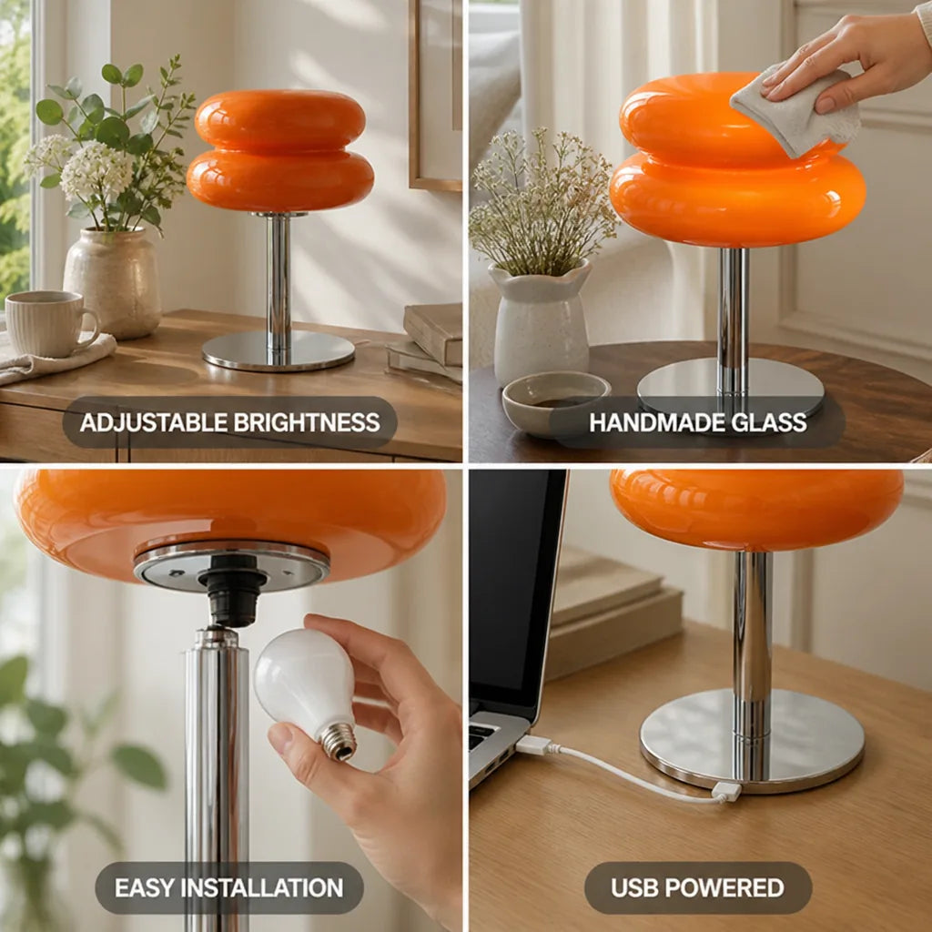 Table Lamp Macaron Glass Trichromatic Dimming