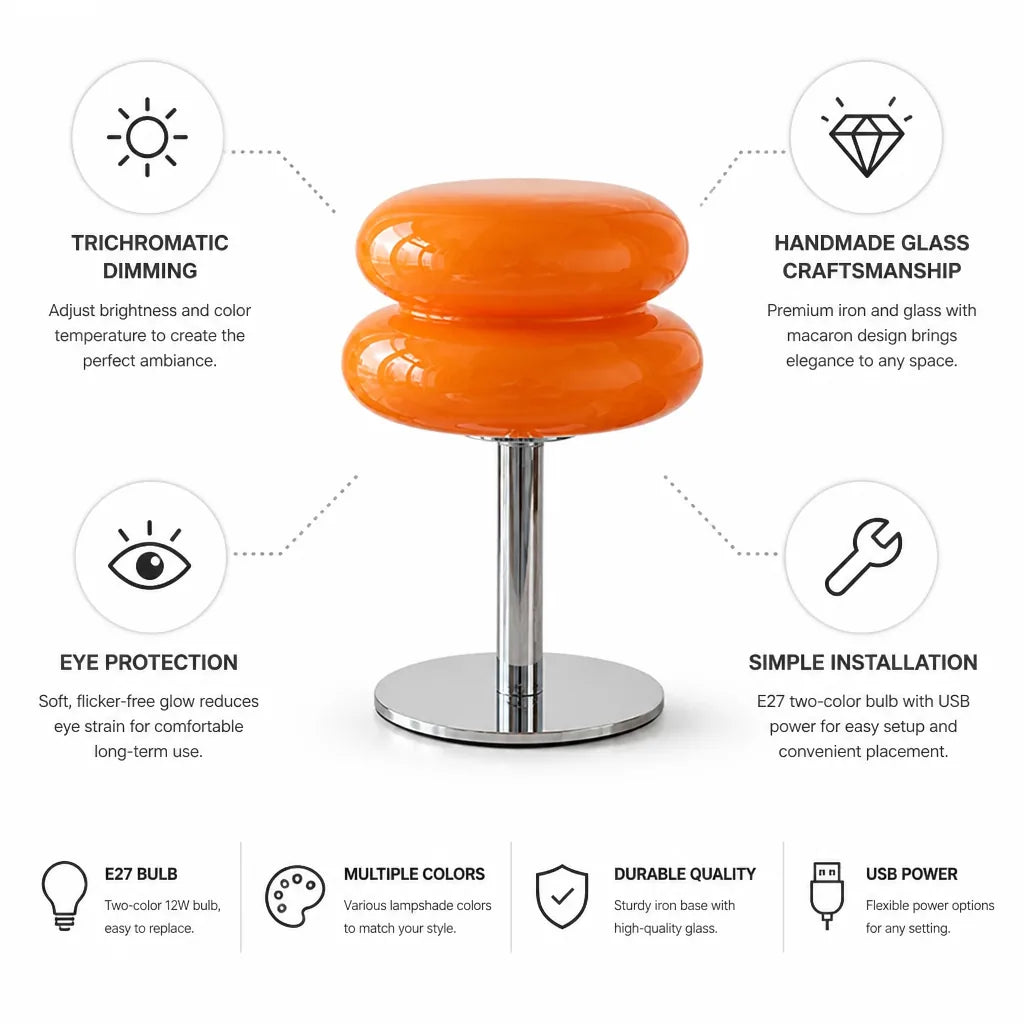 Table Lamp Macaron Glass Trichromatic Dimming
