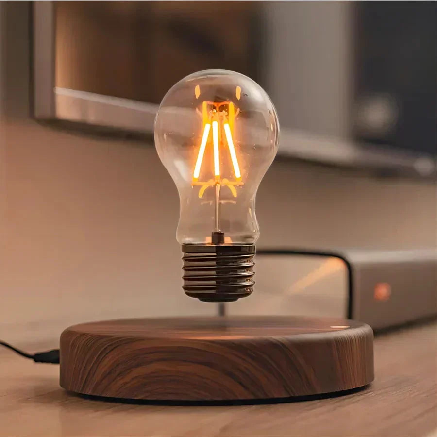Table Lamp Magnetic Floating Bulb Walnut Base