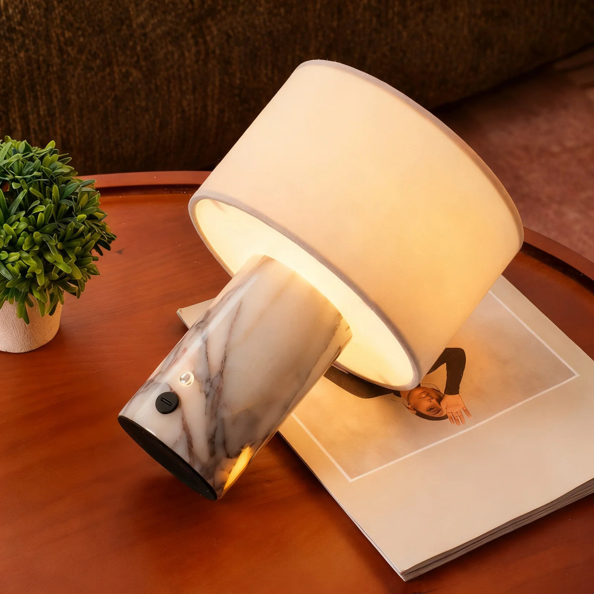 Table Lamp Marble Base Rechargeable Touch Control