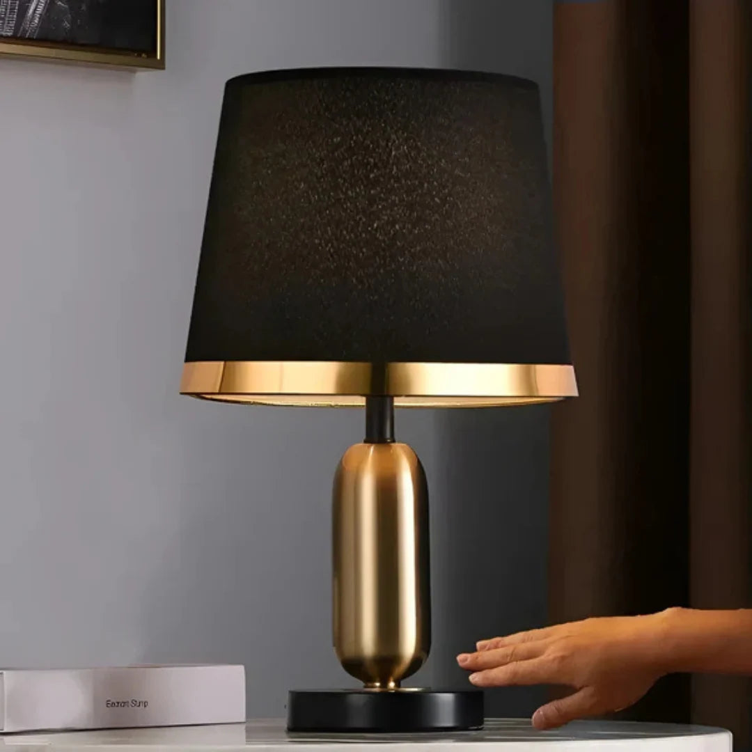 Table Lamp Matte Black & Gold Downward Light