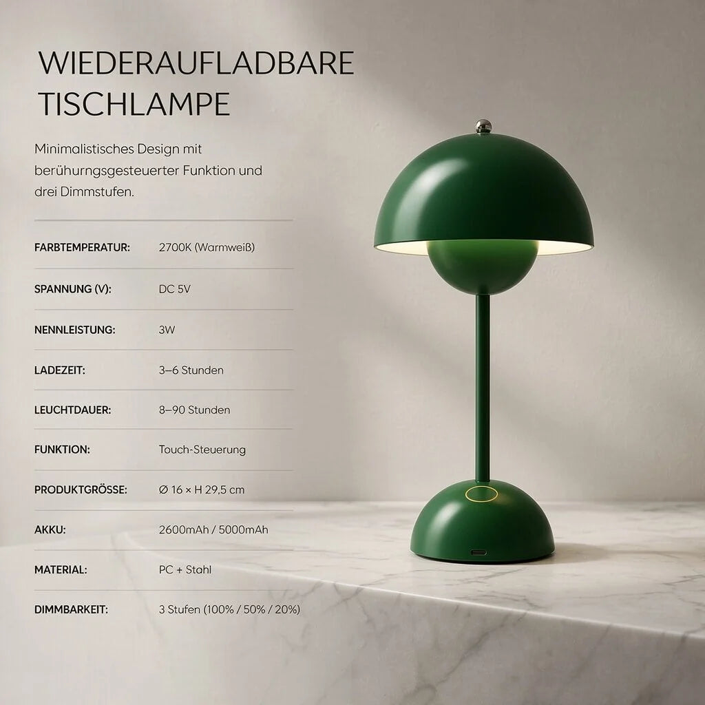 Table Lamp Rechargeable Cordless Dimmable Warm LED