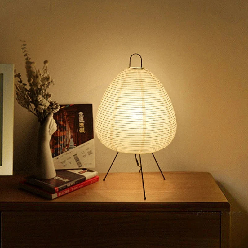 Table Lamp Rice Paper Shade Warm Diffused Light