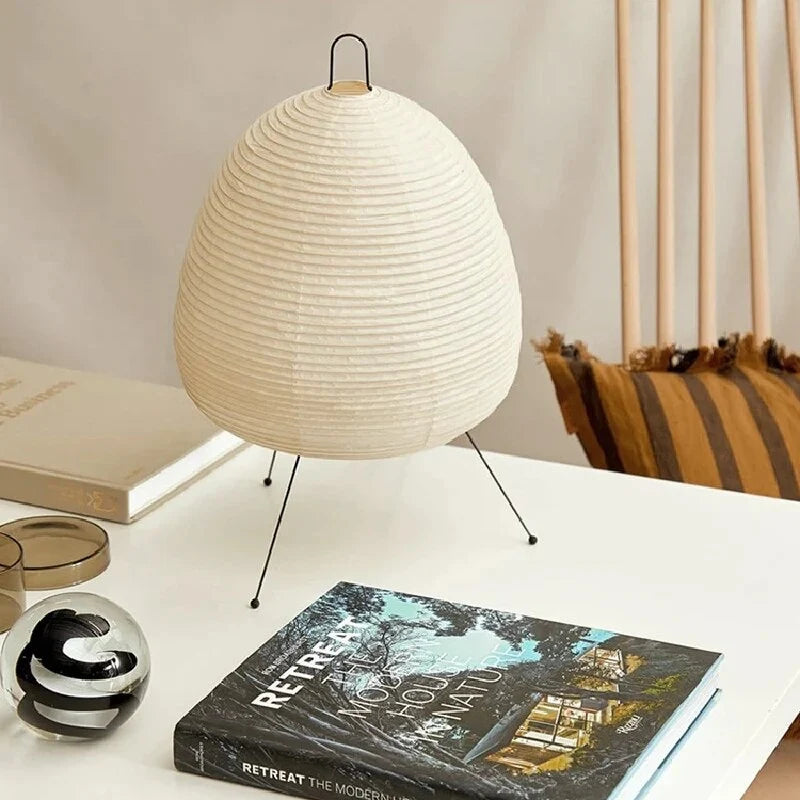 Table Lamp Rice Paper Shade Warm Diffused Light