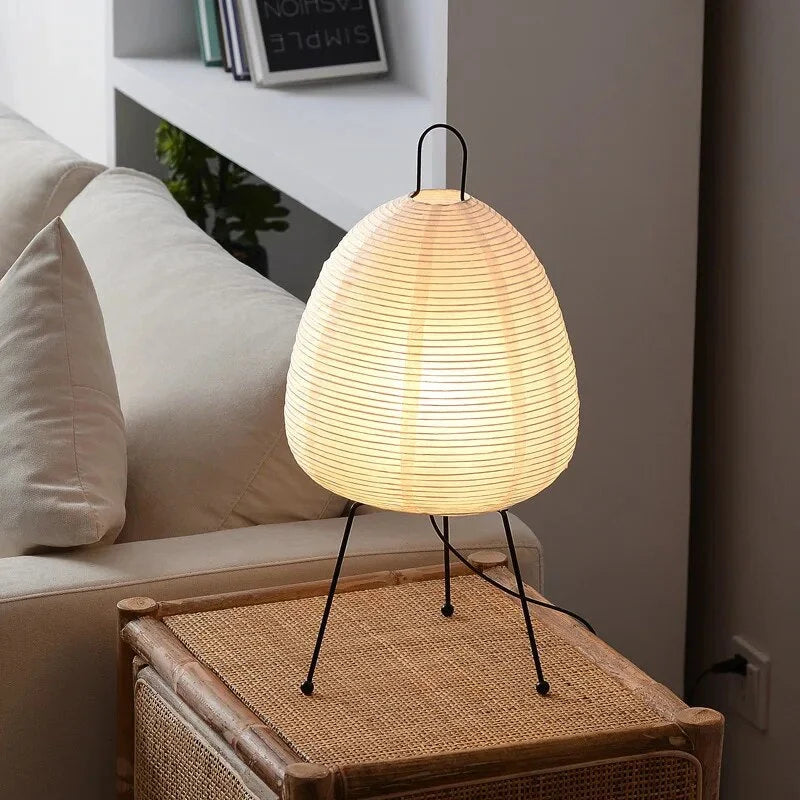 Table Lamp Rice Paper Shade Warm Diffused Light