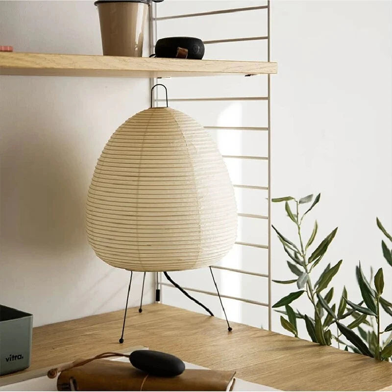 Table Lamp Rice Paper Shade Warm Diffused Light