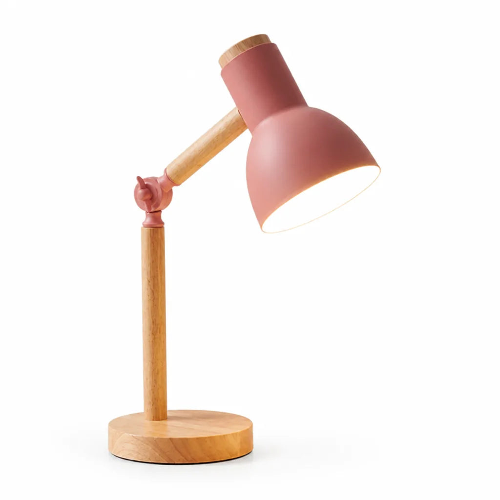 Table Lamp Scandinavian Wood Adjustable Arm Integrated LED