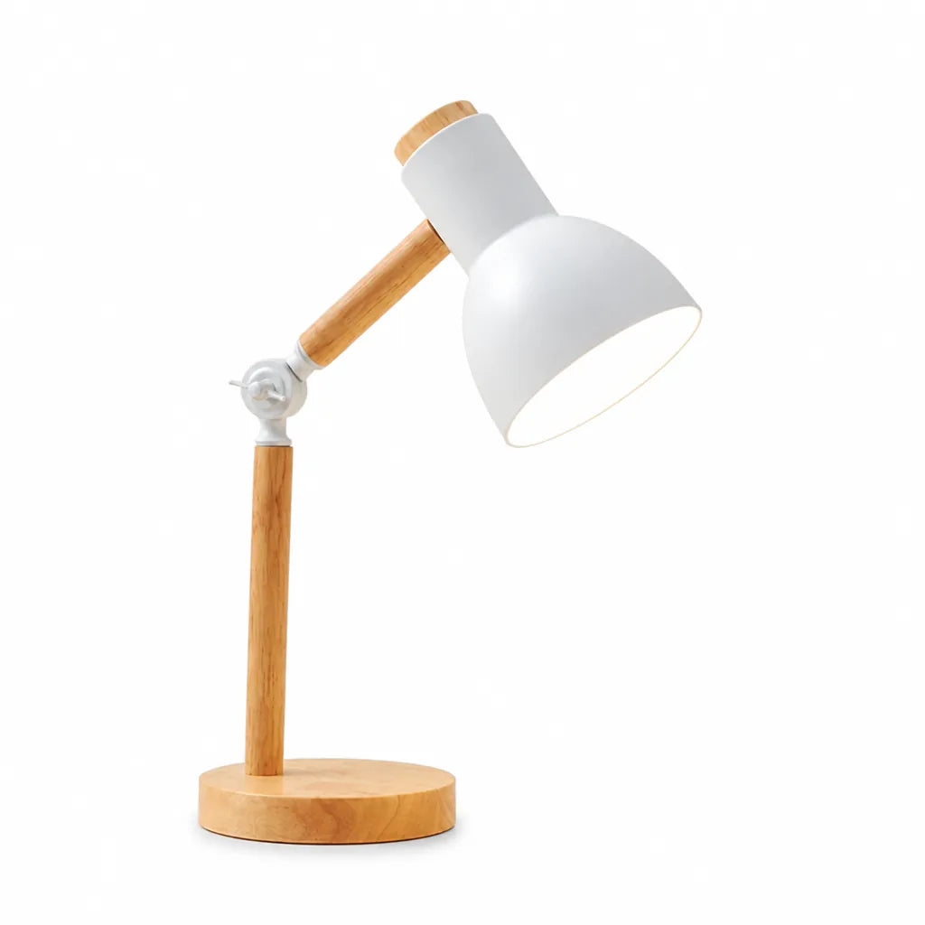 Table Lamp Scandinavian Wood Adjustable Arm Integrated LED
