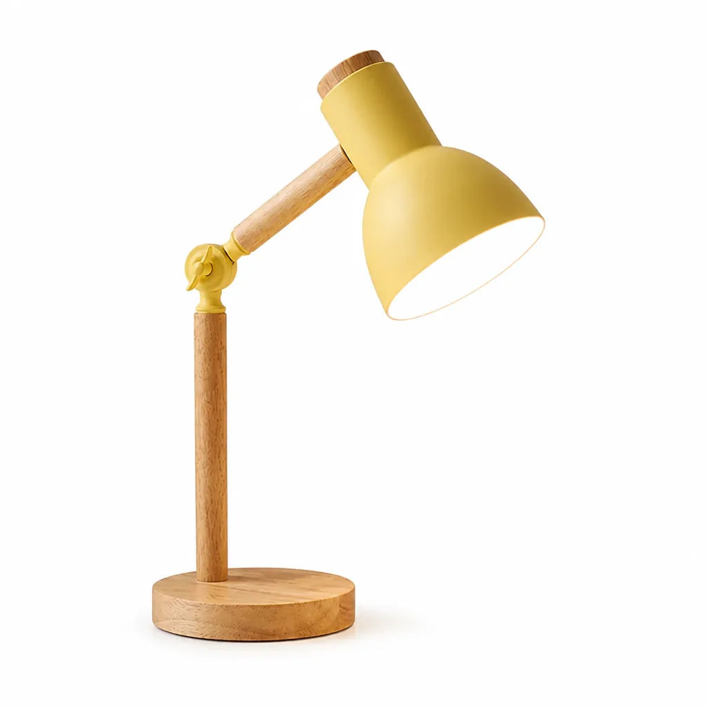 Table Lamp Scandinavian Wood Adjustable Arm Integrated LED