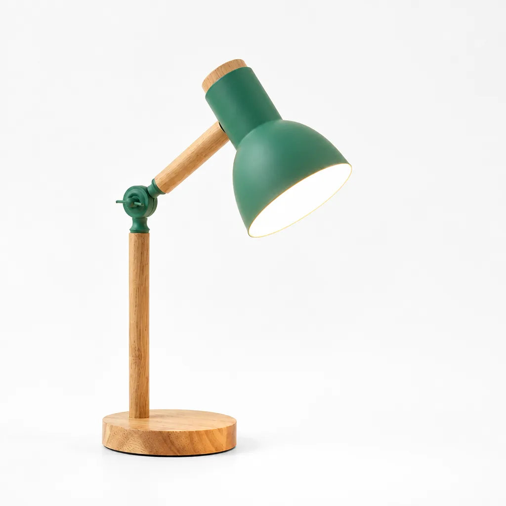 Table Lamp Scandinavian Wood Adjustable Arm Integrated LED