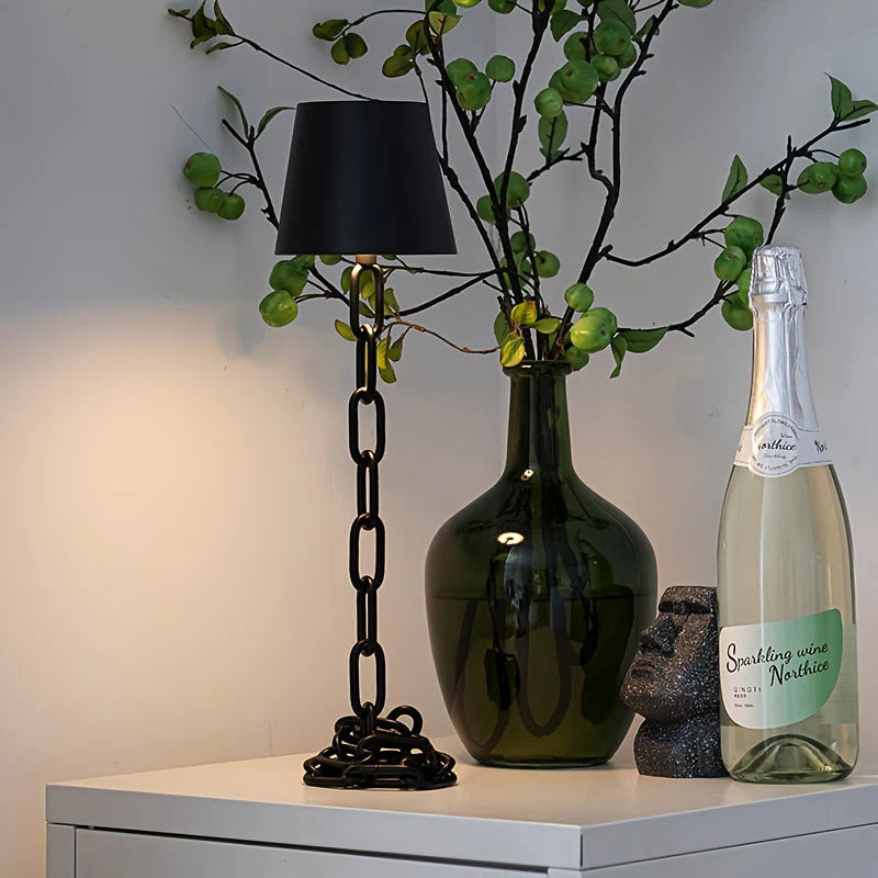 Table Lamp Sculptural Chain-Link Rechargeable & Touch-Dimmable