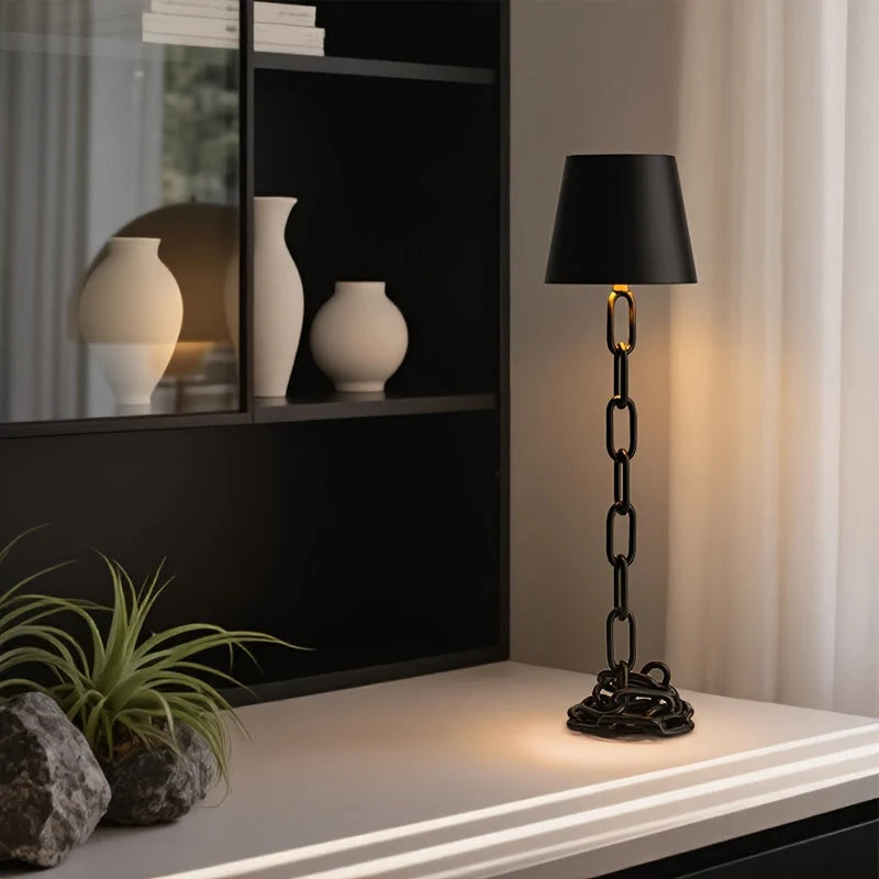 Table Lamp Sculptural Chain-Link Rechargeable & Touch-Dimmable