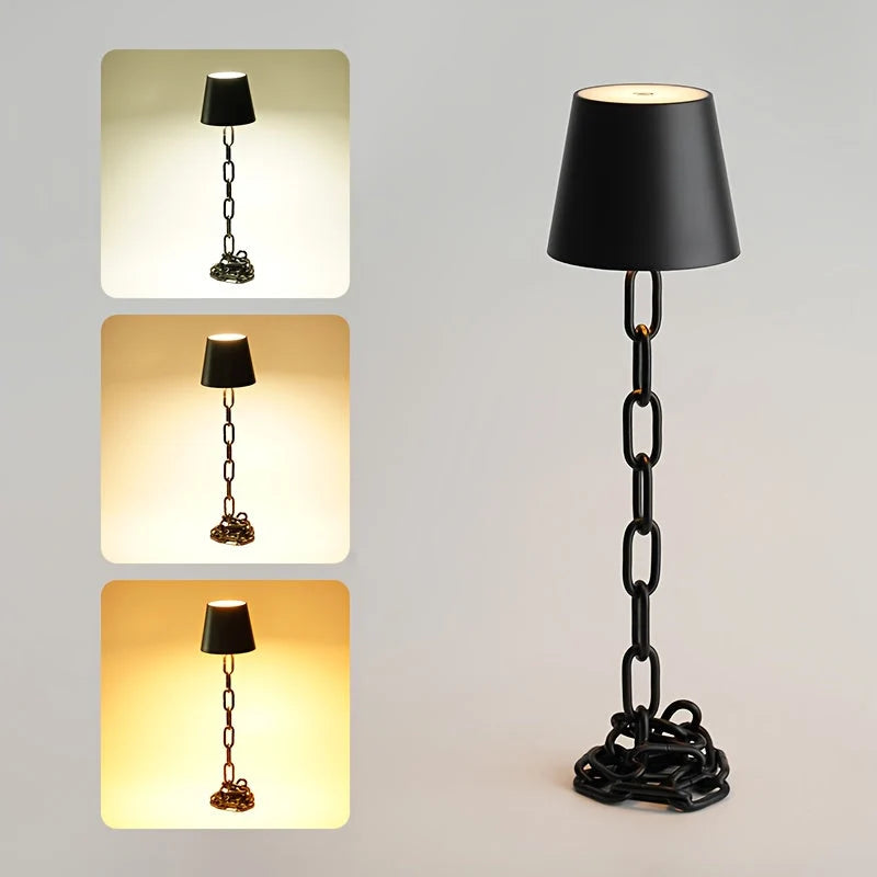 Table Lamp Sculptural Chain-Link Rechargeable & Touch-Dimmable