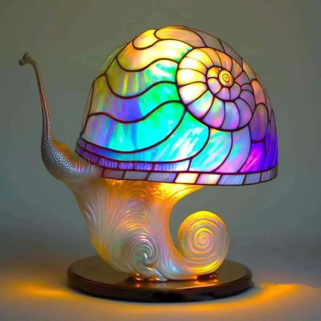 Table Lamp Stained Glass Mosaic Handcrafted Ambient Lighting