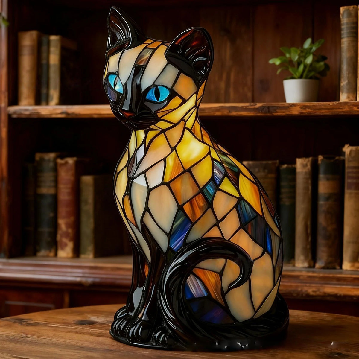 Table Lamp Stained Glass Mosaic Handcrafted Ambient Lighting