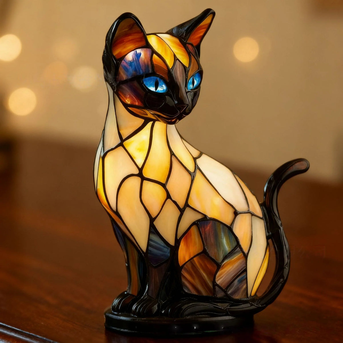 Table Lamp Stained Glass Mosaic Handcrafted Ambient Lighting