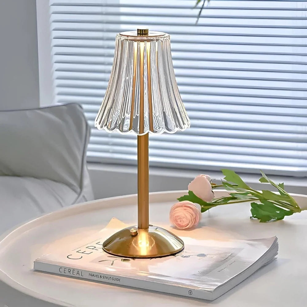 Table Lamp Tall Crystal Rechargeable Dimmable