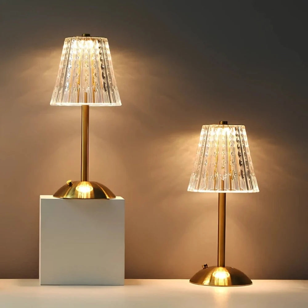 Table Lamp Tall Crystal Rechargeable Dimmable