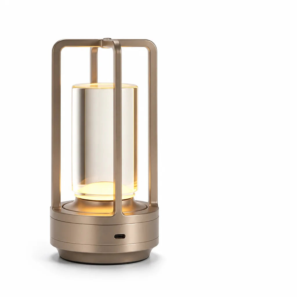 Table Lamp Touch Dimmable USB Rechargeable Metal & Glass