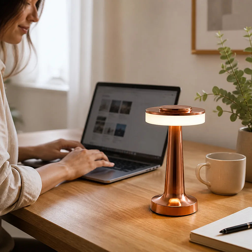 Table Lamp Touch Dimmer USB-C Rechargeable 25 Hour Runtime