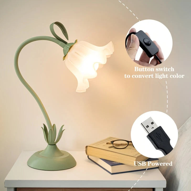 Table Lamp Translucent Petal Shade USB Powered