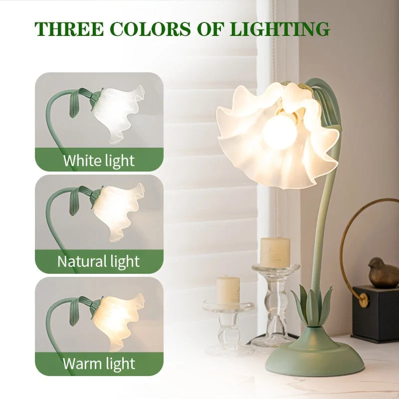 Table Lamp Translucent Petal Shade USB Powered