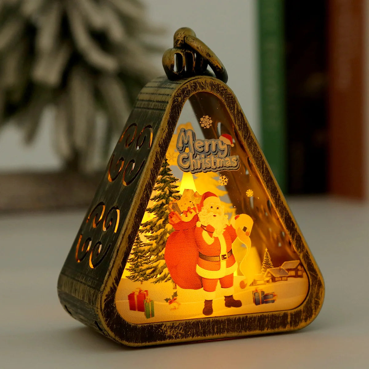 Table Lamp Triangle Warm LED Metal Frame