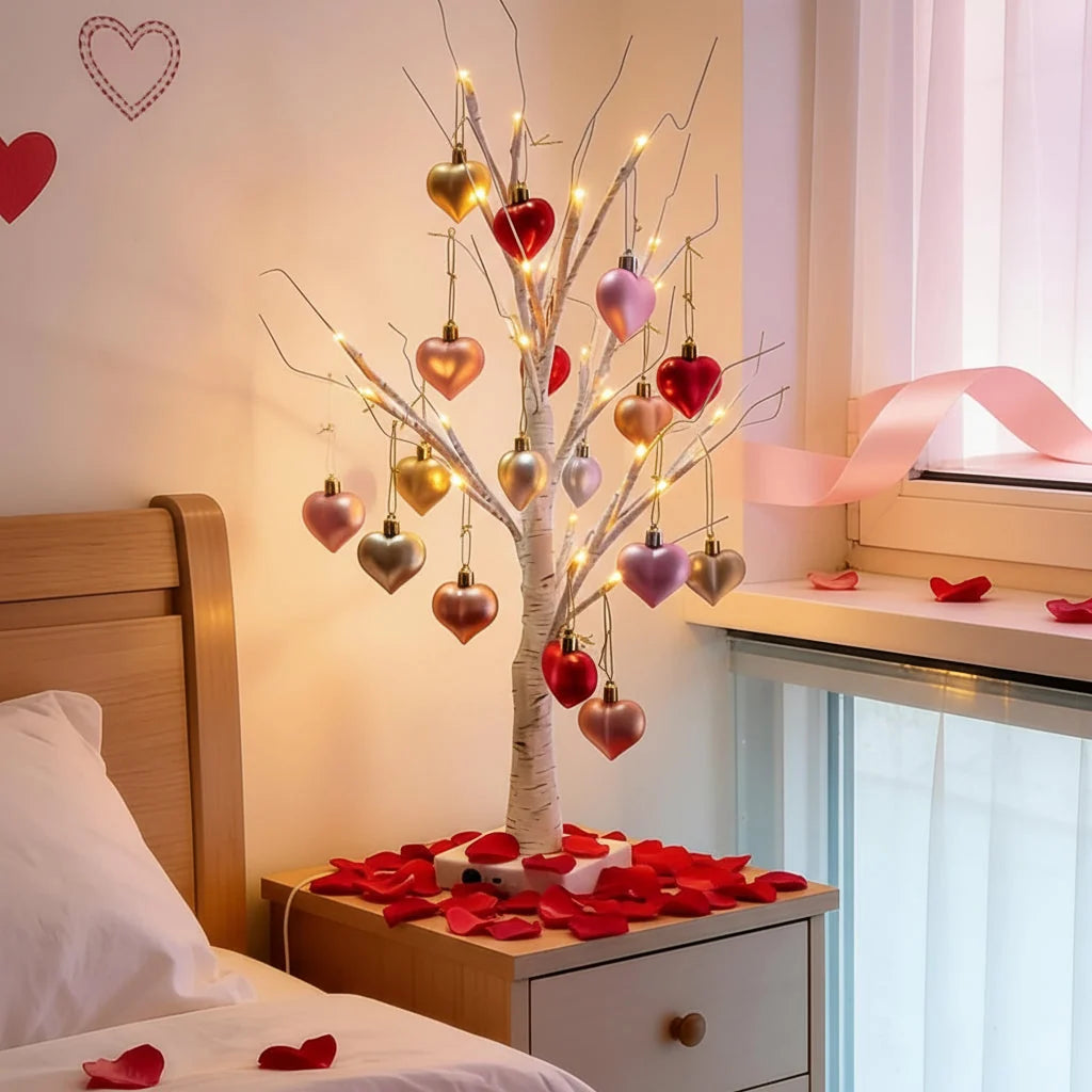 Table Light Pale Birch-Look Warm LED Battery-Powered