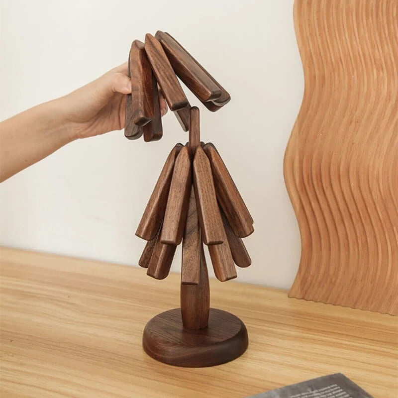 Table Mat Black Walnut Heat-Resistant Stackable Design