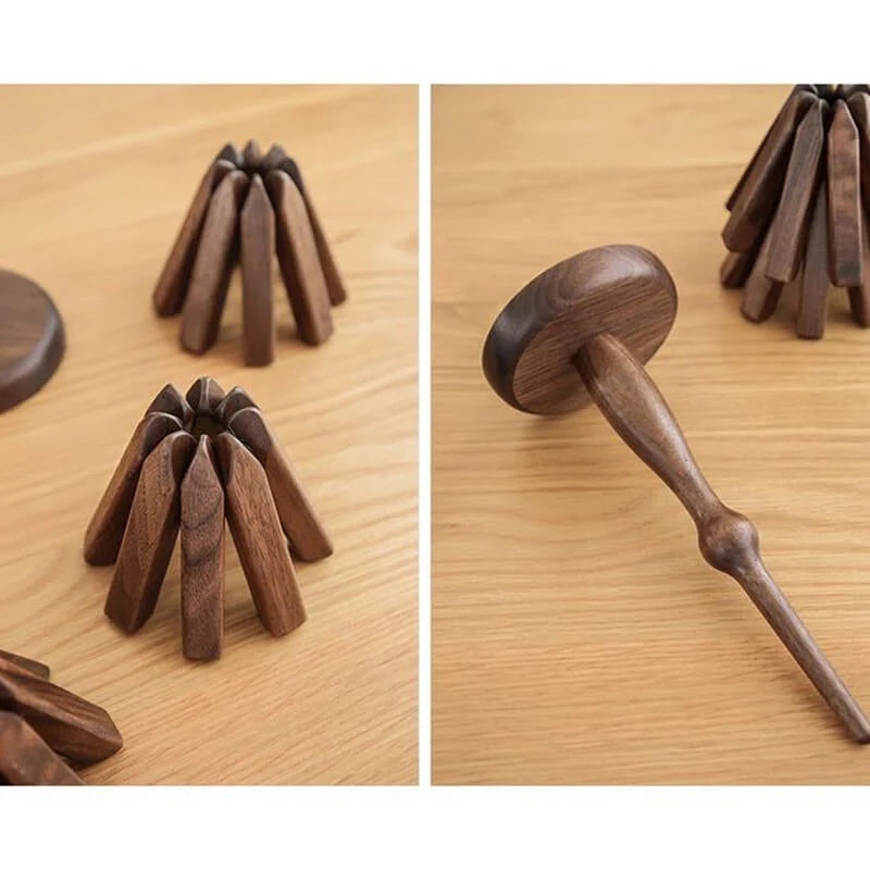 Table Mat Black Walnut Heat-Resistant Stackable Design