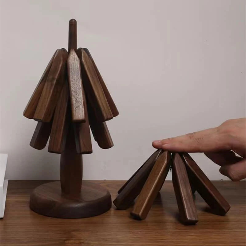 Table Mat Walnut Heat-Resistant Stackable