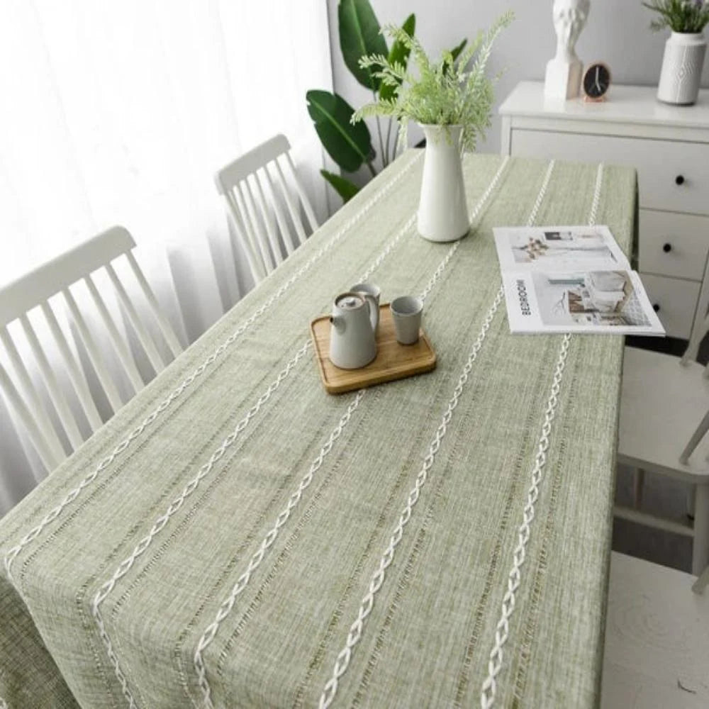 Tablecloth Cotton Linen Blend Wrinkle-Resistant Machine-Washable