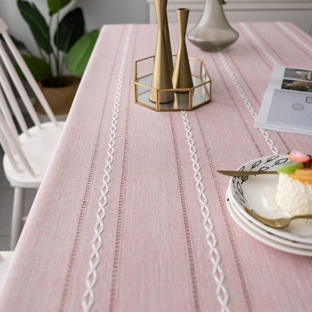 Tablecloth Cotton Linen Blend Wrinkle-Resistant Machine-Washable