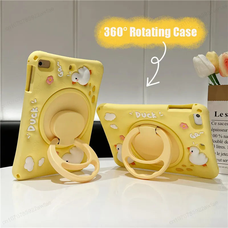 Tablet Case Cartoon Animal Shock-Resistant Adjustable Stand