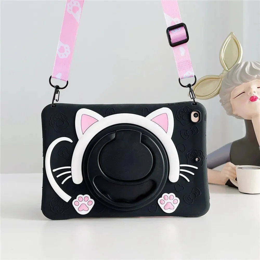 Tablet Case Cartoon Animal Shock-Resistant Adjustable Stand
