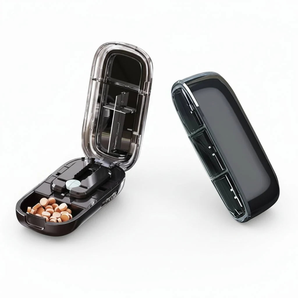 Tablet Cutter Stainless Steel Blade Concealed Pill Compartment