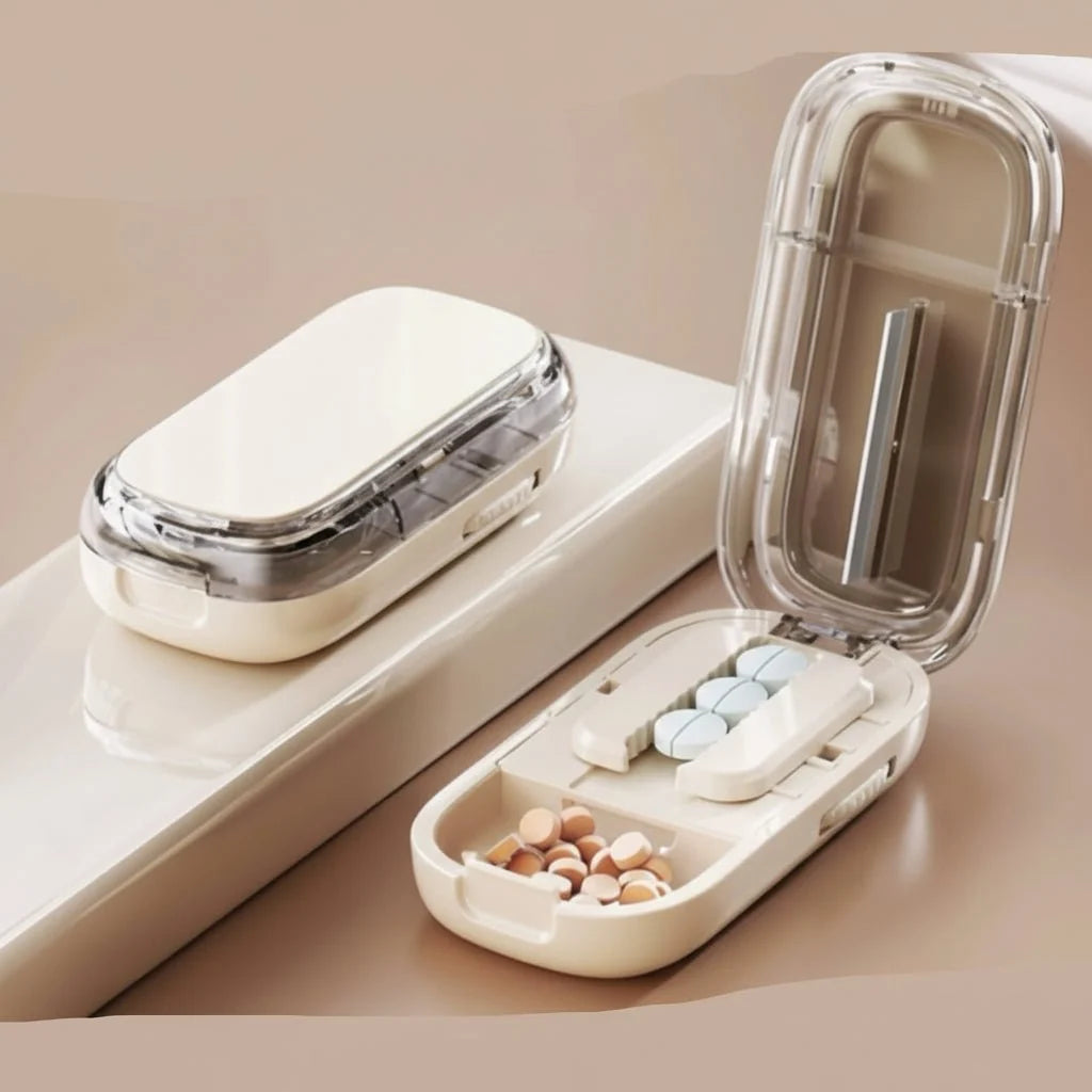 Tablet Cutter Stainless Steel Blade Concealed Pill Compartment