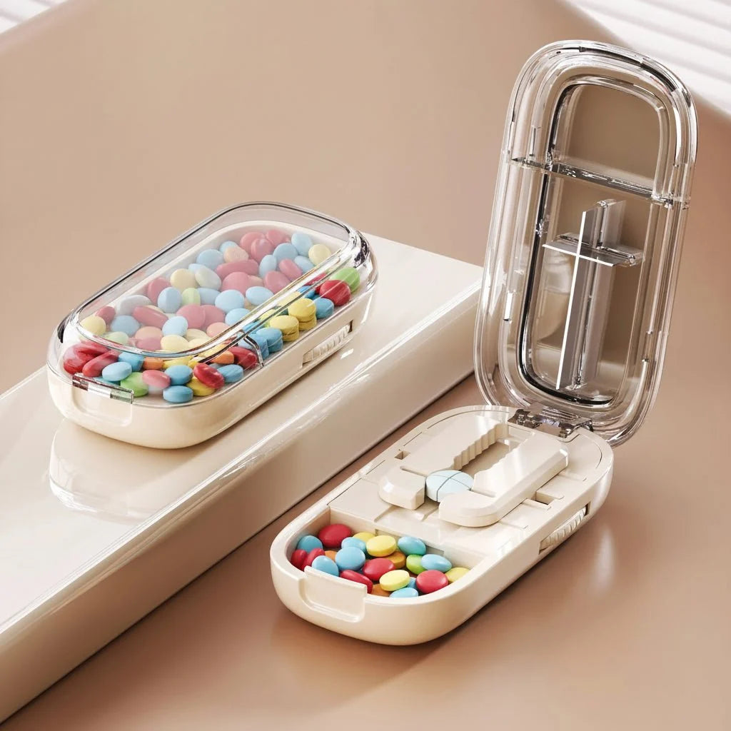 Tablet Cutter Stainless Steel Blade Concealed Pill Compartment