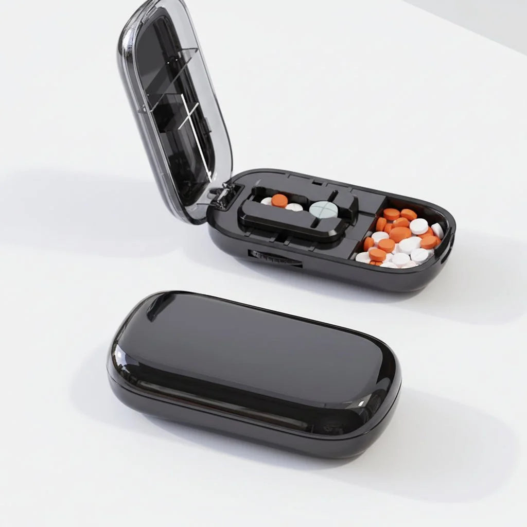 Tablet Cutter Stainless Steel Blade Concealed Pill Compartment