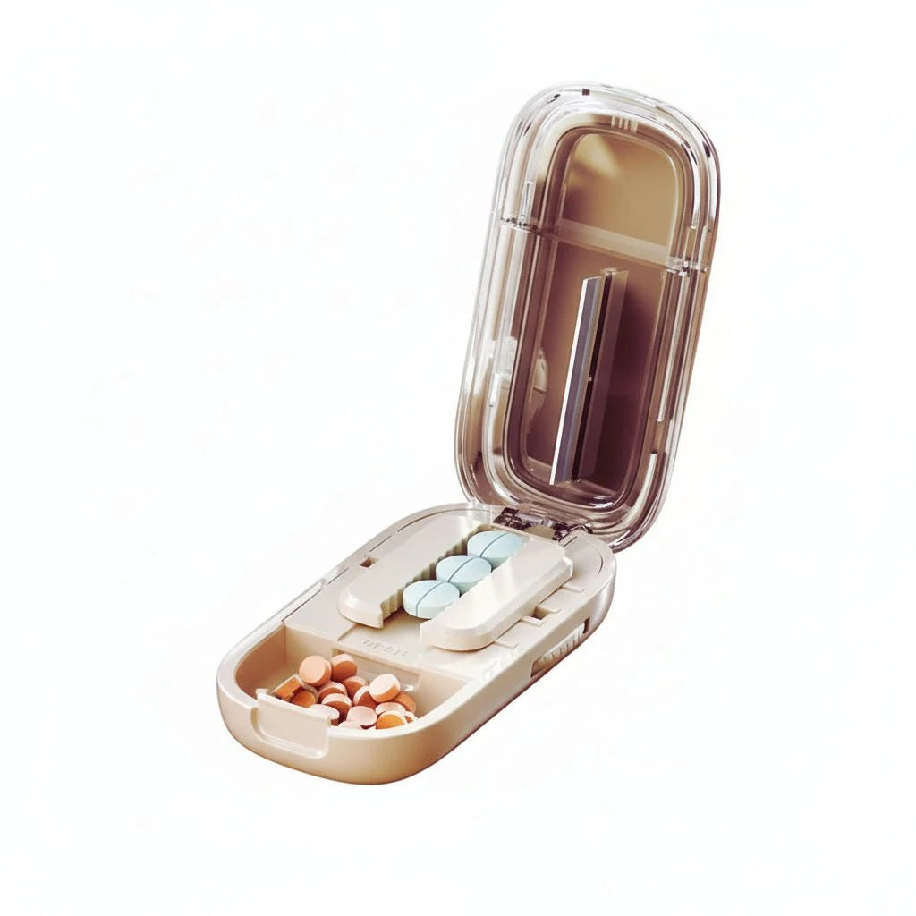 Tablet Cutter Stainless Steel Blade Concealed Pill Compartment