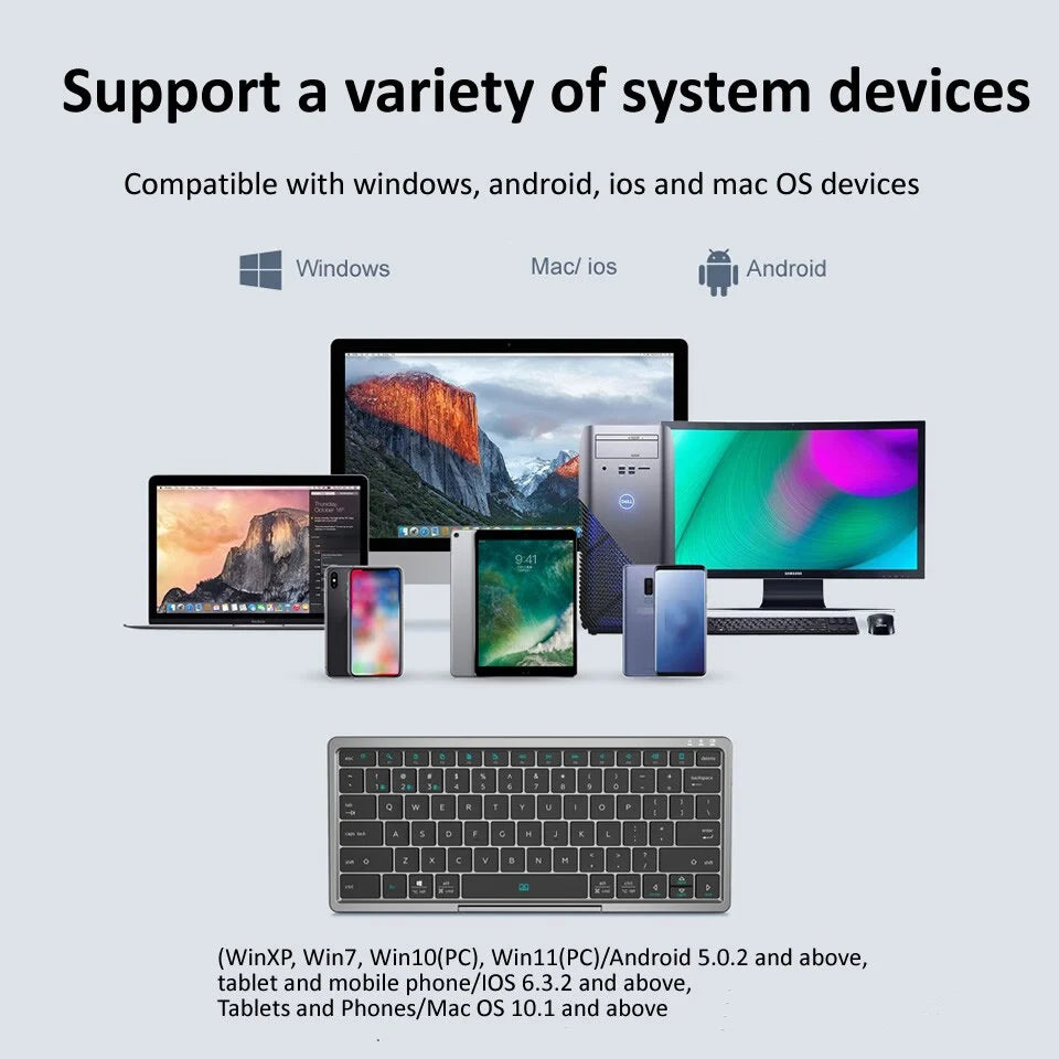 Tablet Keyboard Bluetooth With Touchpad & Built-In Holder