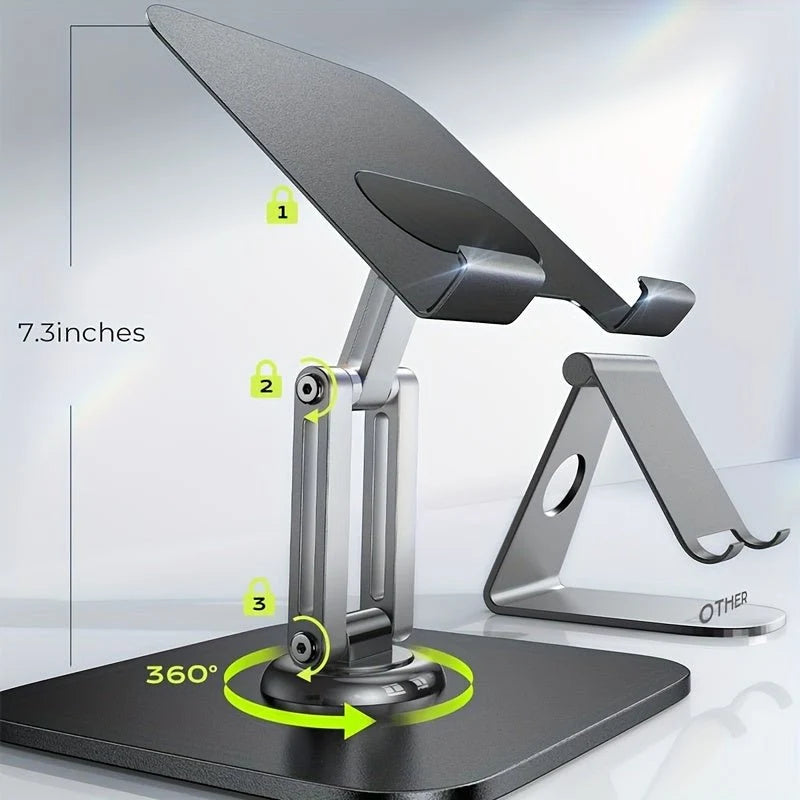 Tablet Stand Adjustable Height & Angle 360° Rotating Base