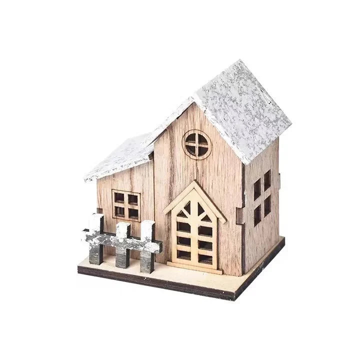 Tabletop Christmas House Illuminated Wood Snow-Effect