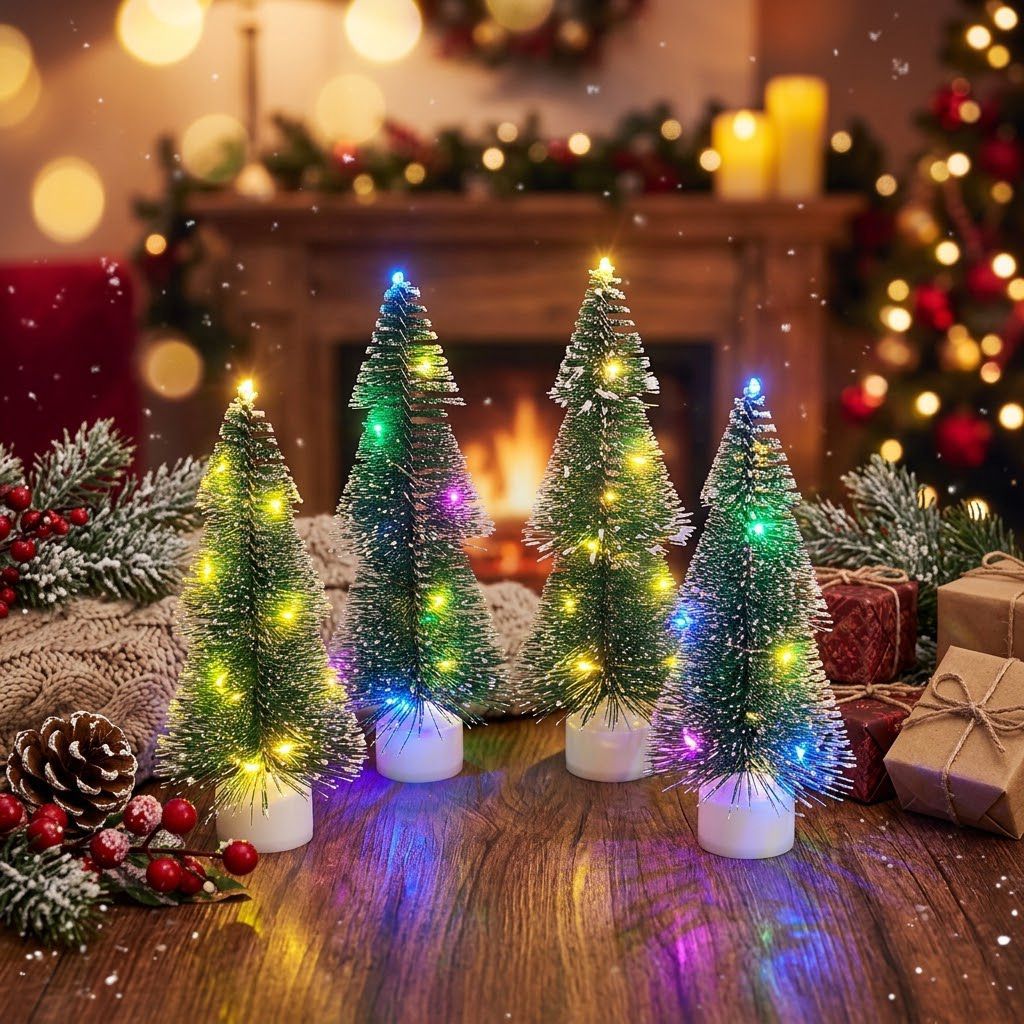 Tabletop Christmas Tree Faux Pine Warm White LED Compact