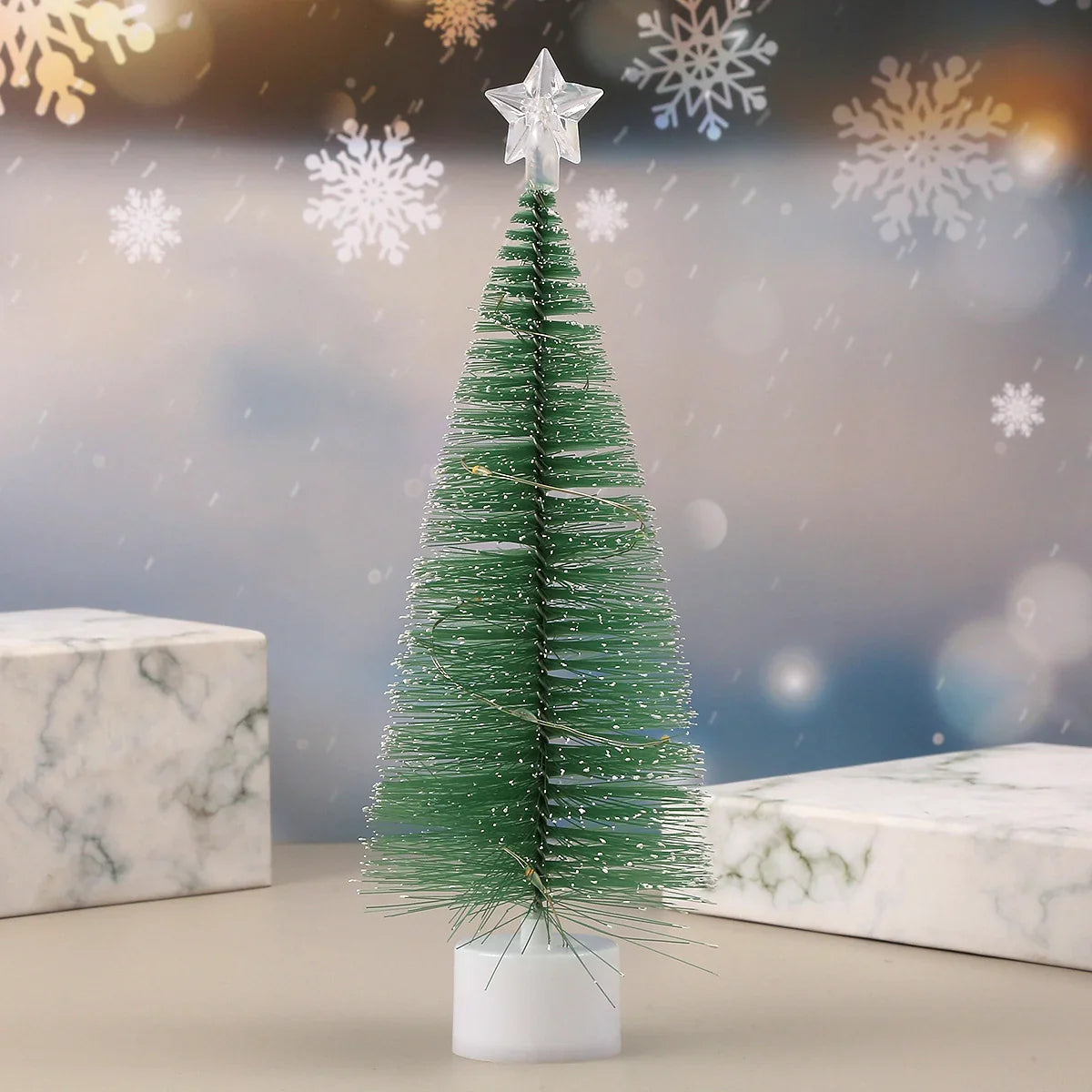 Tabletop Christmas Tree Flocked Pine Compact Eco-Friendly