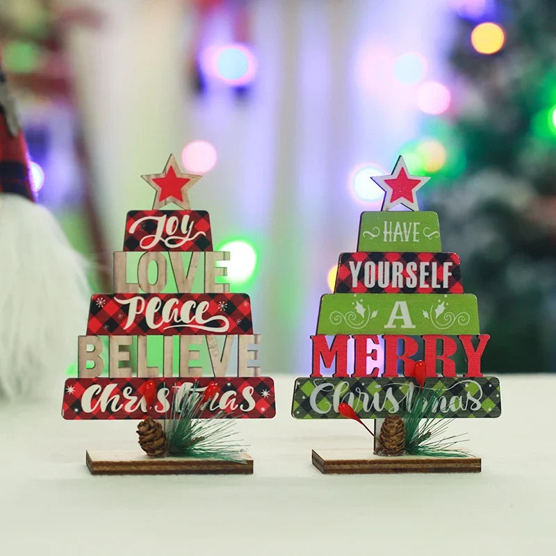 Tabletop Christmas Tree Sustainable Wood Word Art