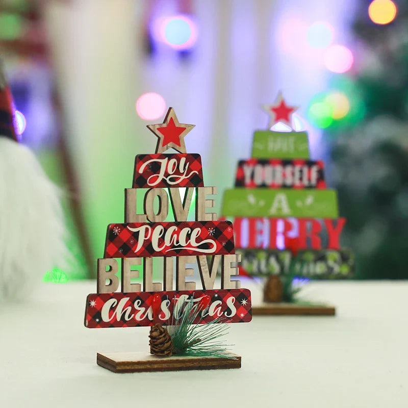 Tabletop Christmas Tree Sustainable Wood Word Art