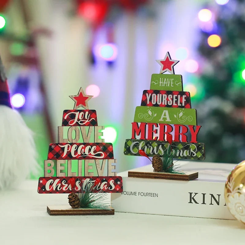 Tabletop Christmas Tree Sustainable Wood Word Art